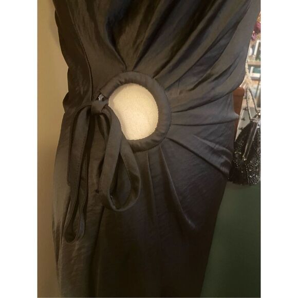 House of Harlow 1960 Women's Black Ruched Keyhole Maxi Satin Dress Size XS NEW - Picture 2 of 15